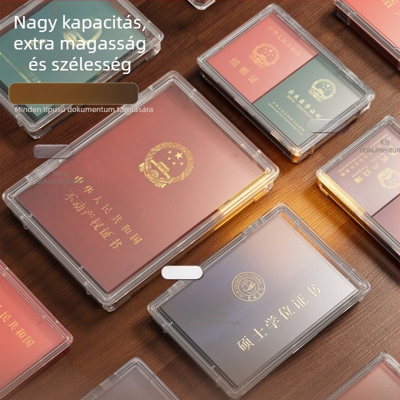 Átlátszó A4-es papírtároló doboz, nagykapacitású asztali rendező dokumentumokhoz és irodai kellékekhez