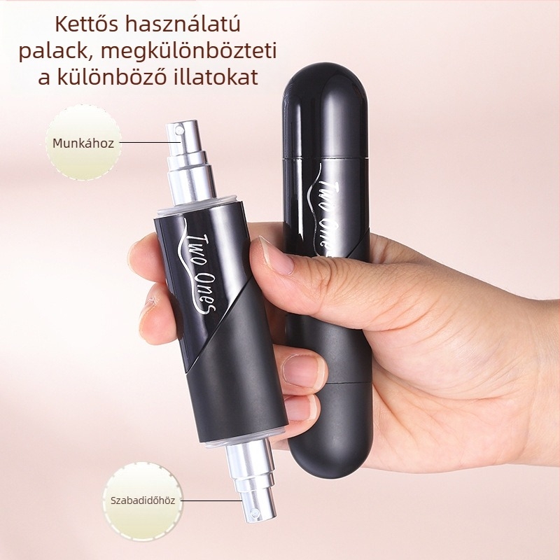 Kétfejű adagolóflakon, 2 az egyben sprayflakon parfümhöz és szúnyogriasztóhoz, utazásbarát csomagolás