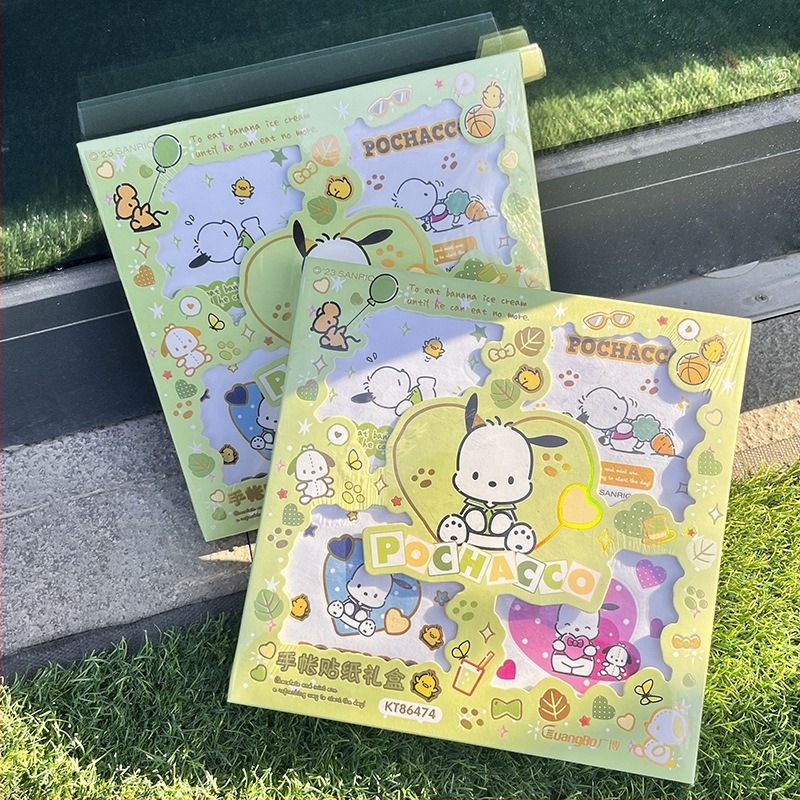 Pacha Dog 100 Washi matricák ajándék dobozban – Sanrio aranyos japán rajzfilm figurák naplóíráshoz