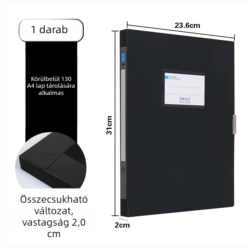 A4-es méretű műanyag irattartó doboz – számlák, bizonylatok és pénzügyi dokumentumok tárolására