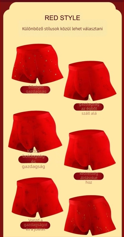 Férfi piros boxeralsó, 3 darabos készletben, ajándékdoboza, antibakteriális réteg mulberry selyemmel