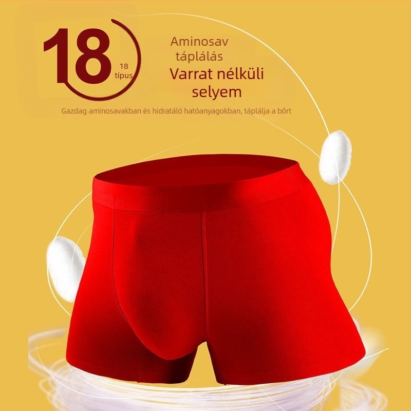 Férfi piros boxeralsó, 3 darabos készletben, ajándékdoboza, antibakteriális réteg mulberry selyemmel
