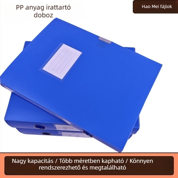 Kék A4-es PVC archív doboz, vastított kivitelben — vízálló és nedvességálló, összecsukható, nagy kapacitású dokumentumtároló