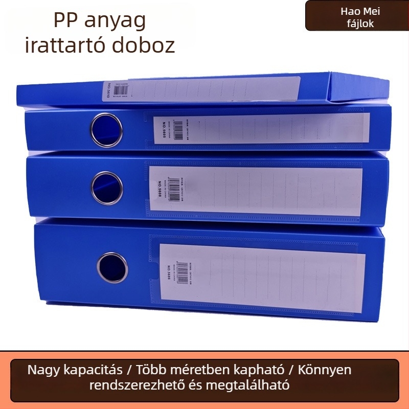 Kék A4-es PVC archív doboz, vastított kivitelben — vízálló és nedvességálló, összecsukható, nagy kapacitású dokumentumtároló