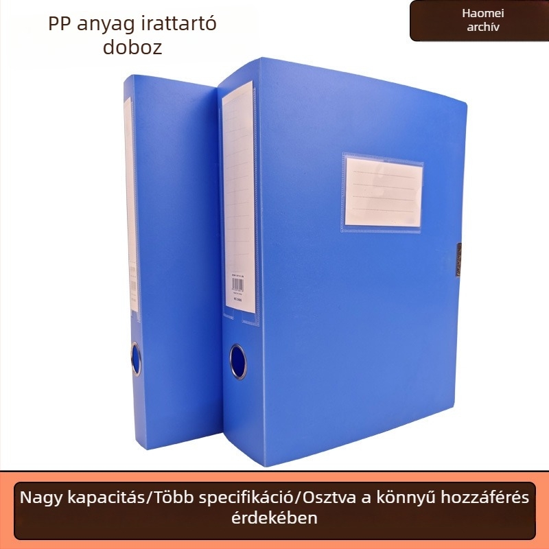 Kék A4-es PVC archív doboz, vastított kivitelben — vízálló és nedvességálló, összecsukható, nagy kapacitású dokumentumtároló