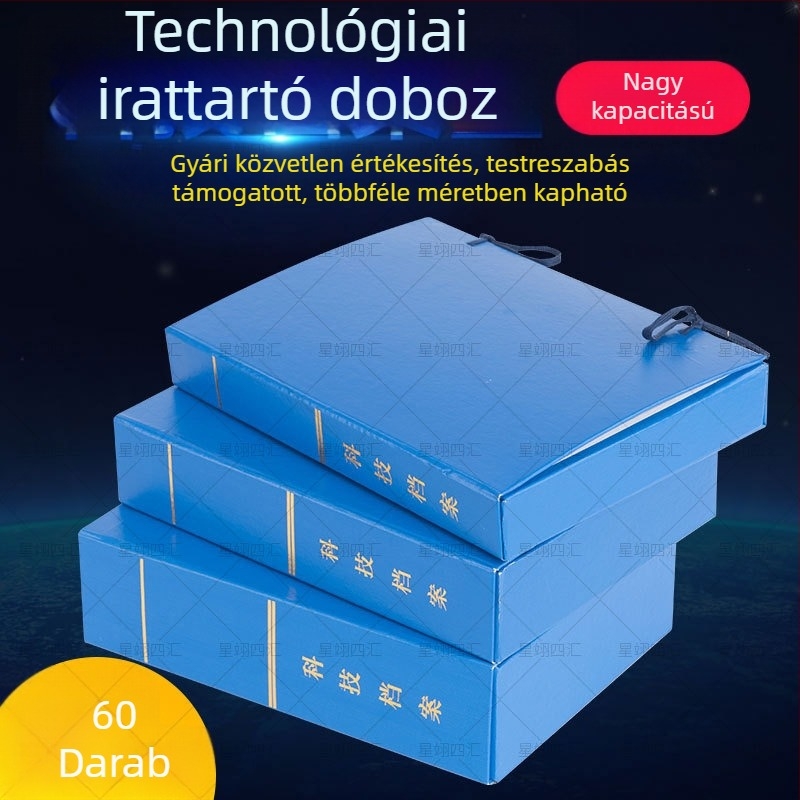 Keménylapos fájlbox lakkozott textile borítással; technikai archív doboz; tervrajzok doboza; összecsukható doboz; karton építés- és várostervezési doboz