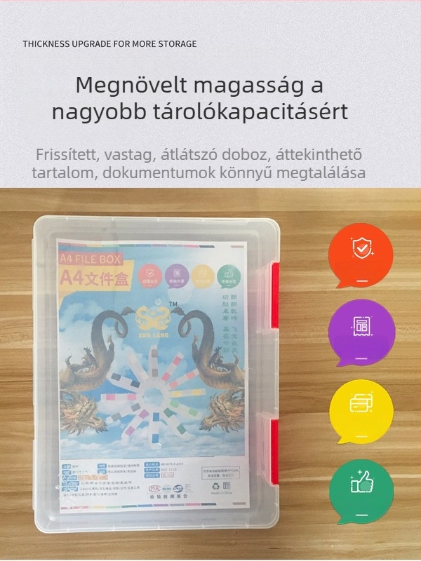 Átlátszó műanyag fájlbox A4/A5 – hordozható dokumentum rendező