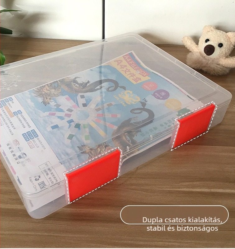 Átlátszó műanyag fájlbox A4/A5 – hordozható dokumentum rendező