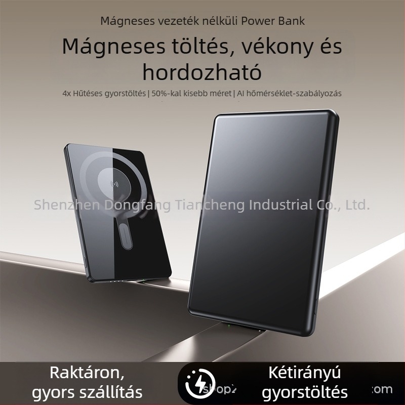 MagSafe ultrakönnyű alumínium ötvözetű mágneses külső akkumulátor, vezeték nélküli gyors töltéssel PD20W, kompakt és hordozható