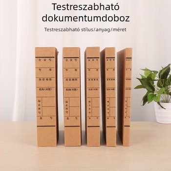 A4 méretű savmentes kraftpapír dokumentumtároló doboz, nagy kapacitású irodai iratokhoz