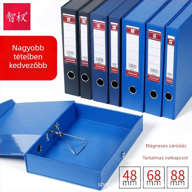 PVC fájlbox klippel, A4 méretű, mágneszárral, műanyag dokumentumtároló doboz
