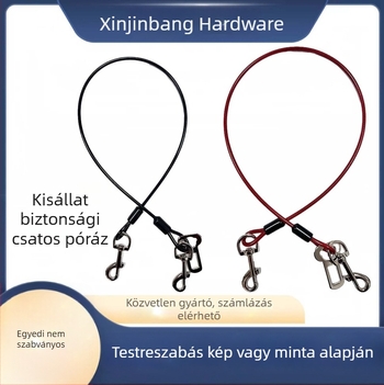 Autóba szerelhető kutyavédő kötél, harapásálló, PVC bevonatú acélszálas kötél, színes
