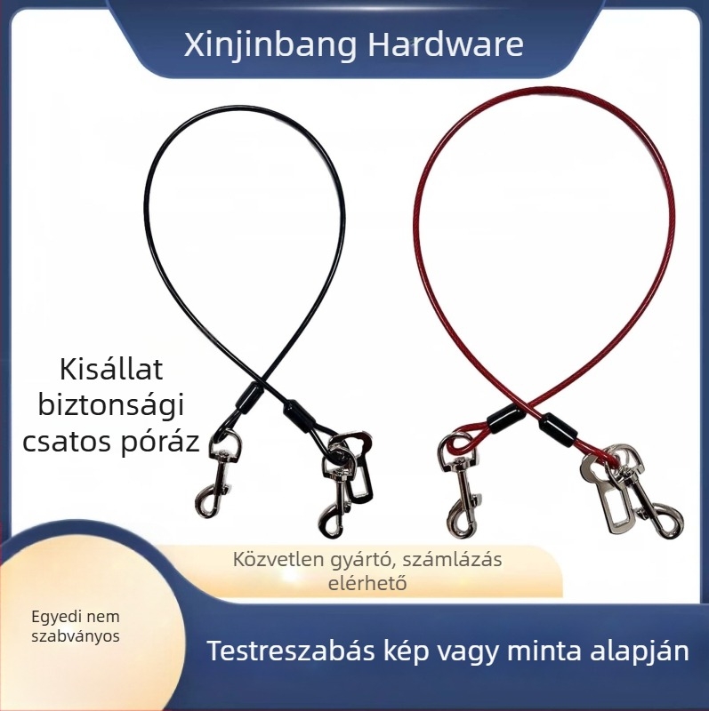 Autóba szerelhető kutyavédő kötél, harapásálló, PVC bevonatú acélszálas kötél, színes