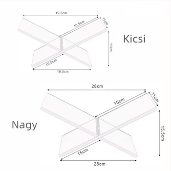Akril asztali X-formájú kiállítási állvány könyvek és magazinok számára.