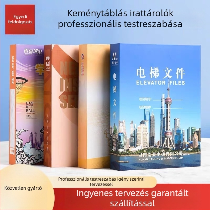 A4-es méretű irat- és archív dobozok, fájl tasakok, színes nyomtatású dobozok, PP műanyag dobozok és karton archív dobozok