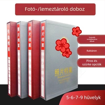 Fotó- és lemez tároló doboz, nagy kapacitású, több rétegű irattartó irodába