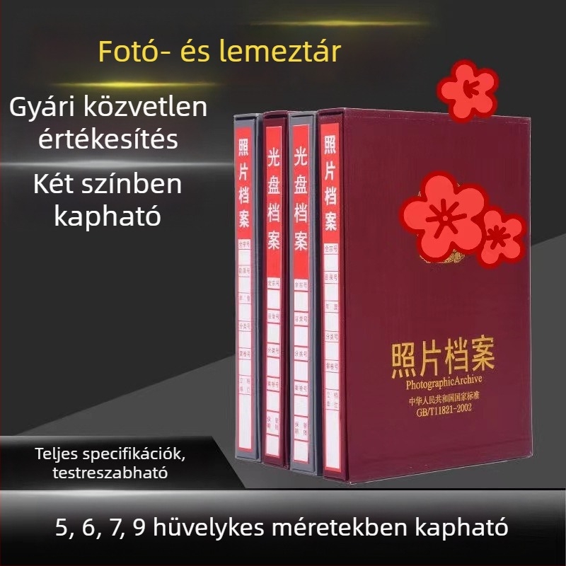 Fotó- és lemez tároló doboz, nagy kapacitású, több rétegű irattartó irodába
