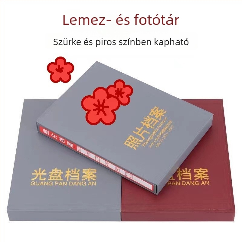 Fotó- és lemez tároló doboz, nagy kapacitású, több rétegű irattartó irodába