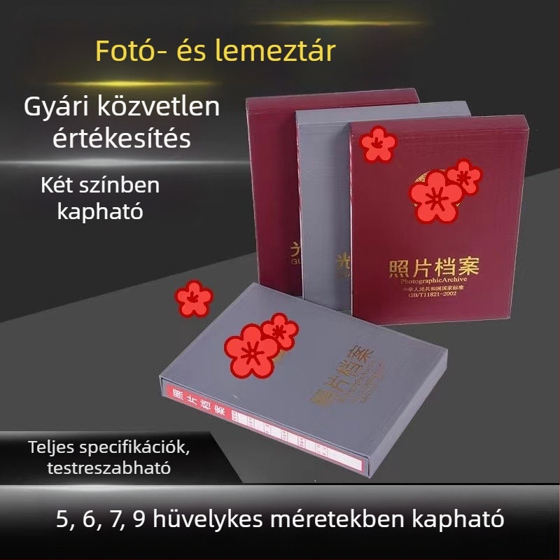 Fotó- és lemez tároló doboz, nagy kapacitású, több rétegű irattartó irodába