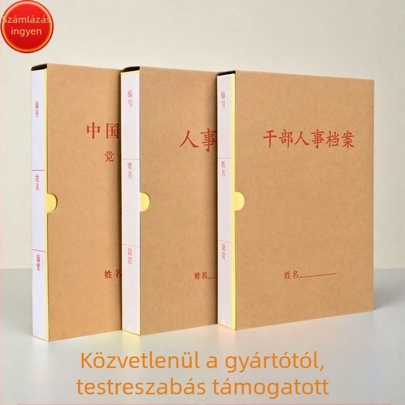 Személyzeti dosszié doboz kemény kartonból, vastított savmentes Kraft papírral, A4-es mappa