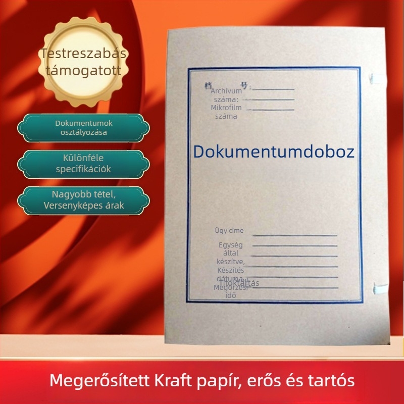 Személyre szabott kraftpapír archív doboz, A4 méret, savmentes dokumentumok számára, megerősített tároló iskolai számvitelhez