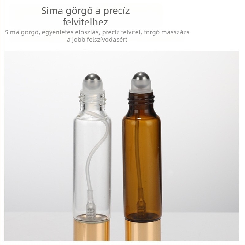 Kétfejű golyós rolleres permetező palack, üres üveg kozmetikai mintákhoz, parfümhöz és illóolajokhoz, matt felület