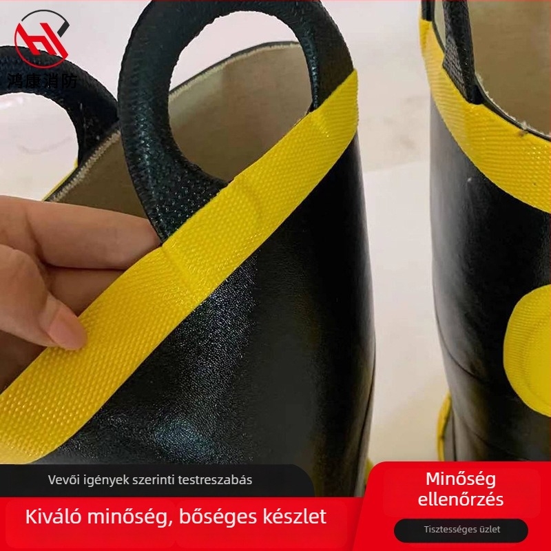 3C-tanúsítvánnyal rendelkező tűzoltó-edzőcsizma, lángálló és hőszigetelt gumicsizma, 14 típusú harci tűzoltó csizma