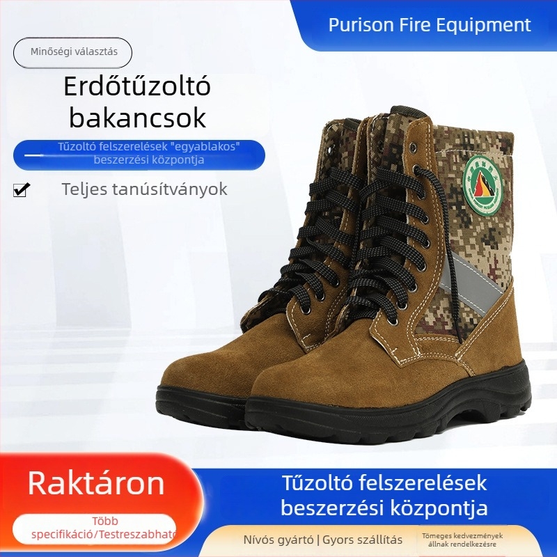 erdő- és tűzvédelmi magas szárú tűzoltócsizma, védőmentő csizma férfiaknak