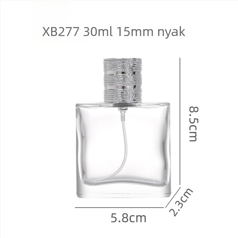 30 ml/50 ml magas minőségű négyszögletes parfüm-utántöltő üveg – hordozható, nagy kapacitású, üvegből készült permetező