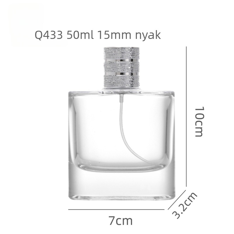 30 ml/50 ml magas minőségű négyszögletes parfüm-utántöltő üveg – hordozható, nagy kapacitású, üvegből készült permetező