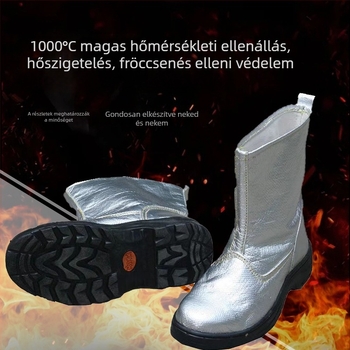 Magas hőmérsékletű bakancs alumíniumfólia szigeteléssel, 1000°C-ig, védő, tűzálló, hővisszaverő, égési védelem