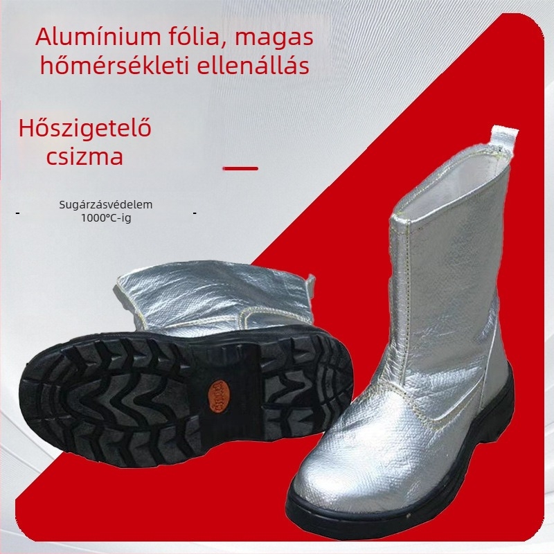 Magas hőmérsékletű bakancs alumíniumfólia szigeteléssel, 1000°C-ig, védő, tűzálló, hővisszaverő, égési védelem