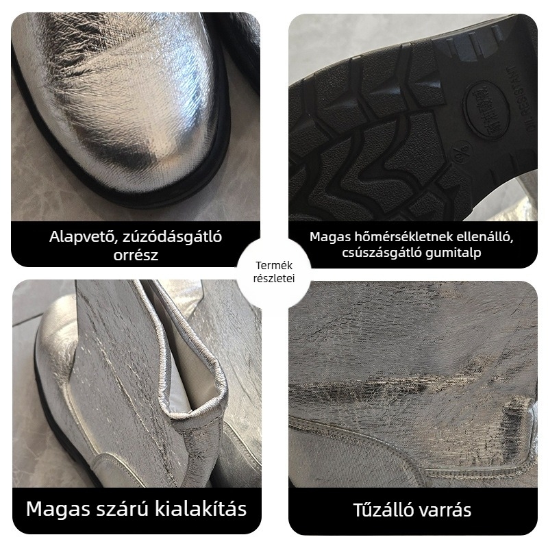Magas hőmérsékletű bakancs alumíniumfólia szigeteléssel, 1000°C-ig, védő, tűzálló, hővisszaverő, égési védelem