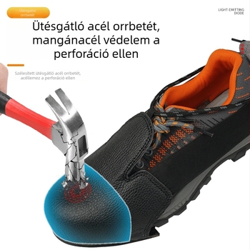 Védő cipővédő acélorrúval, marhabőrből, fekete, univerzális méret
