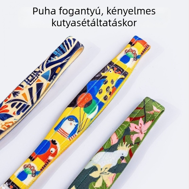 Színes kutyapóráz puha habos fogantyúval és integrált nyakörvvel