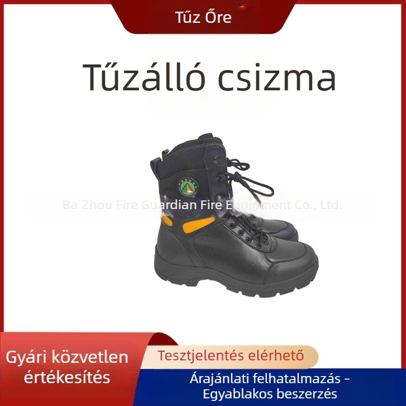 Bőr felső részű erdői tűzvédelmi bakancs, ütésálló és áthatolás elleni védelem, tűzálló és lángálló, magas hőmérsékletű tűzoltáshoz