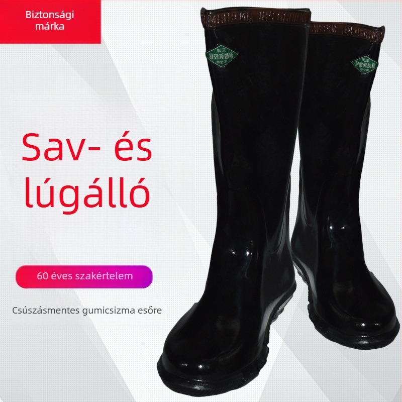 Safety márka sav- és lúgálló védő gumicsizma férfiaknak, magas szárú, kémiai ellenálló esőcsizma