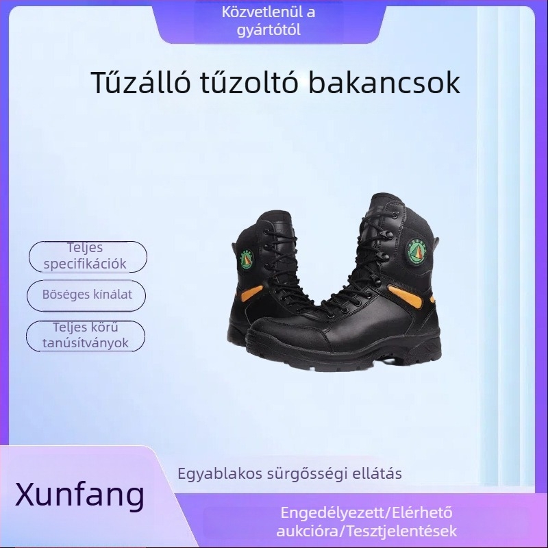 Fekete hegymászó tűzoltó bakancsok – lángálló, hegység- és erdőterületekre, perforáció elleni védelemmel