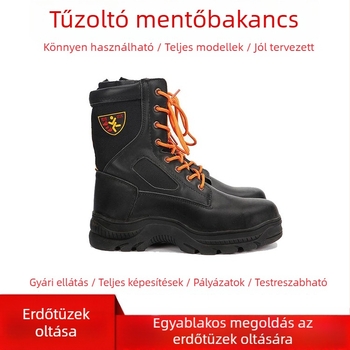 Tűzoltó mentőcsizmák bőr felsőrésszel és aramid lángálló anyaggal
