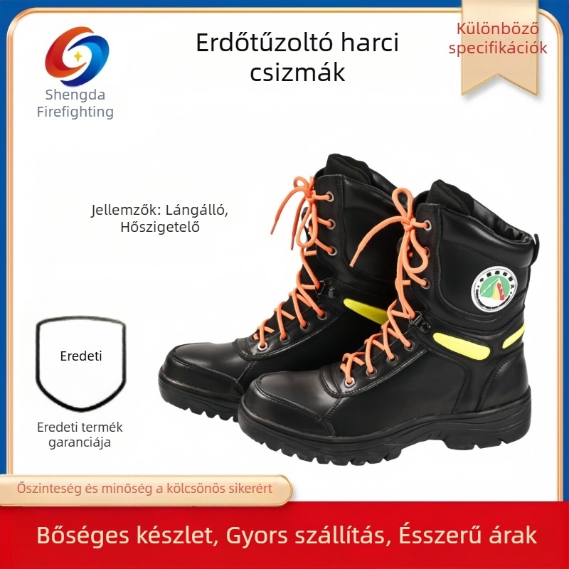 Erdei tűzoltó harc cipő, kiképzéshez és mentéshez, első osztályú marhabőrrel, lángálló és hőszigetelő