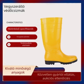 Vegyszerálló magas szárú mentőcsizma, acél talppal, ütés- és átszúrás elleni védelemmel