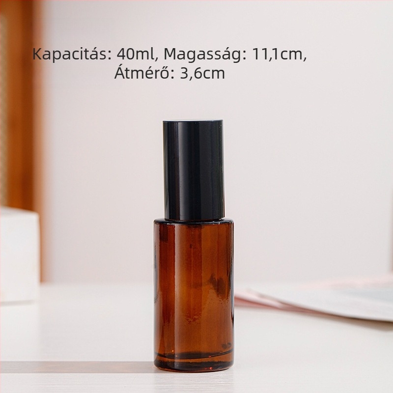 Barna bevonatú üveg pumpás lotionos flakon és kozmetikai spray-flakon – üres mintaüveg