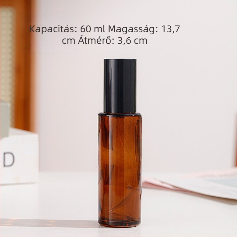 Barna bevonatú üveg pumpás lotionos flakon és kozmetikai spray-flakon – üres mintaüveg