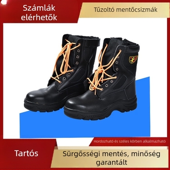 Bőr felső részű tűzoltó mentőcsizma vészhelyzeti mentésekhez és erdőtüzek elleni beavatkozáshoz