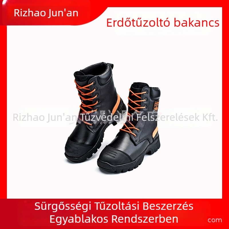 Erdői tűzoltó bakancs mentési feladatokra, magas szárú, perforáció-ellenálló