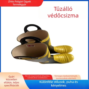 Erdő- és hegyvidéki tűzoltó védőcsizma, gumiból készült, acélorrú, vészhelyzeti mentésre