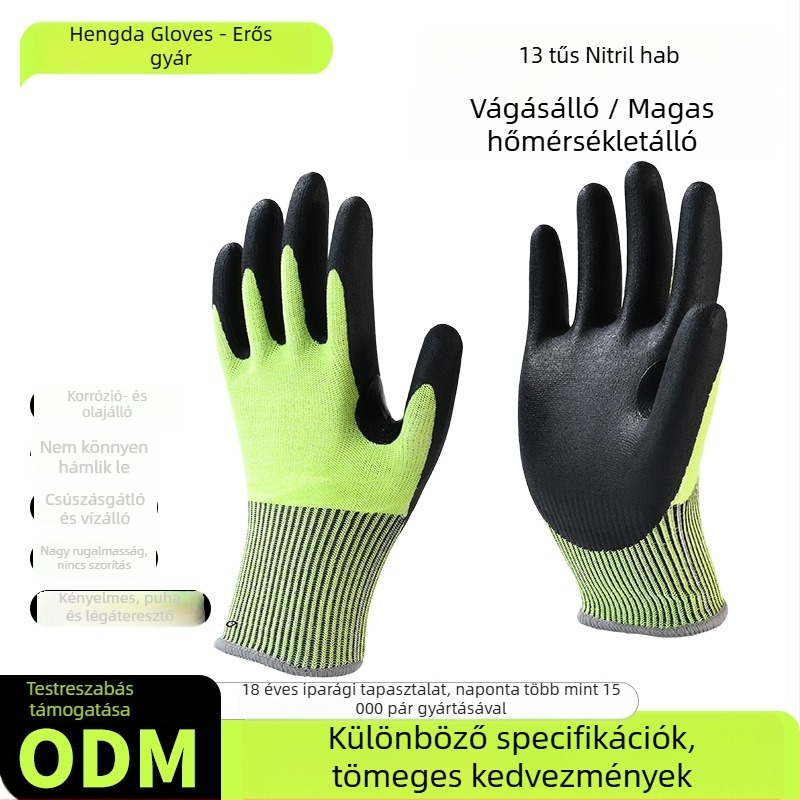 HPPE habosított vágásálló kesztyűk, hő- és kopásállóak, munkahelyi védőkesztyűk, alkalmas fémfeldolgozásra, üveg- és papíriparra