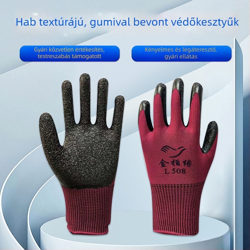 Nylon védőkesztyűk, vágásálló, lélegző, kopásálló és csúszásmentes fogással