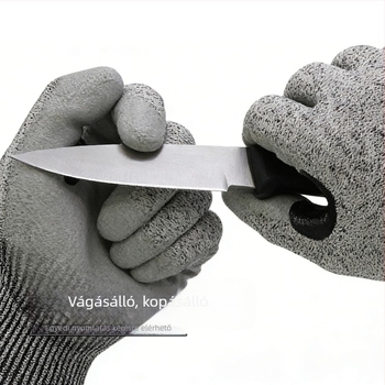 PU bevonat vágásálló kesztyű, kopásálló, csúszásmentes, megerősített tenyérrel, EN 388 szint 5 vágásvédelem, nyomtatható felület