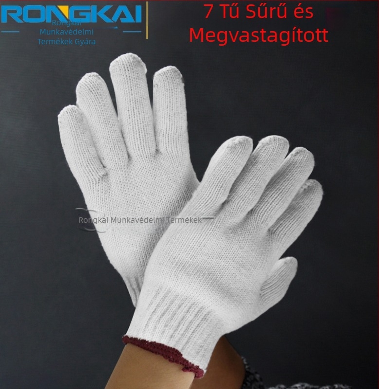900 g-os vastagított pamutfonalas munkakesztyűk, nagy méret, csúszásmentes, kopásálló nylon-pamut